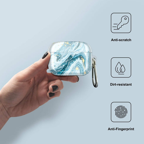 JIAXIUFEN Compatible with AirPods Pro 2019 / Airpods Pro 2nd Generation Case Cover, Gold Sparkle Glitter Marble Design,