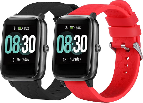 2 Pack Band for GRV FC1/FC5, 19mm Smartwatch Veryfitpro Replacement Sport Wristband Accessory for ID205L ID205S
