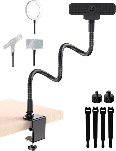 Etour 19" Webcam Stand Mount for Desk, Flexible Gooseneck Arm Cam Holder &