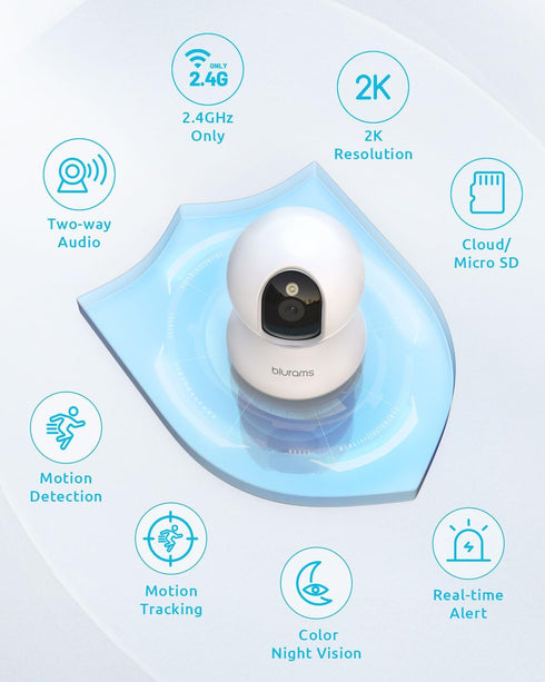 blurams 2K Pet Camera, 360 Indoor Security Camera with Phone App, 2-Way Audio, Motion Tracking