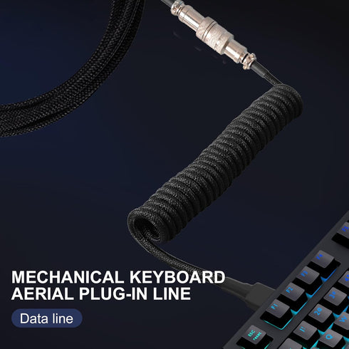 Generic 1.5M Coiled USB C Keyboard Cable for Gaming Keyboard, Double-Sleeved Mechanical Keyboard Cable with Detachable
