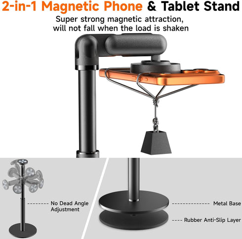 VTRUSTA 360 2 1 17 16 15 14 13 12 Rotating Magnetic Phone Stand for MagSafe, in Adjustable Tablet Stand & Cell Phone