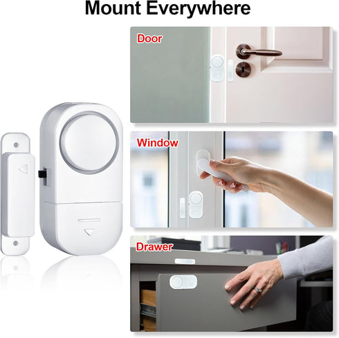 HIIXHC Door Window Alarm, 95DB Wireless Sensor Burglar Alarm for Kids Safety, 6 Pack