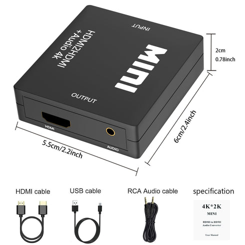 BJardinier 3.5mm 4K*2K@30HZ, 3D, 1080P PS3, PS4, PS5 HDMI Audio Extractor Splitter,HDMI to Audio Adapter, Compatible