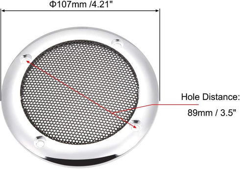 uxcell Speaker Grill Cover 107mm Diameter Mesh Decorative Circle Subwoofer Guard Protector, Diagonal Screw Hole Spacing 89mm Silver