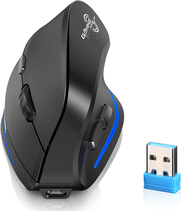ECHTPower Ergonomic Wireless Mouse, Vertical Mouse with Adjustable DPI, Rechargeable with LED Light
