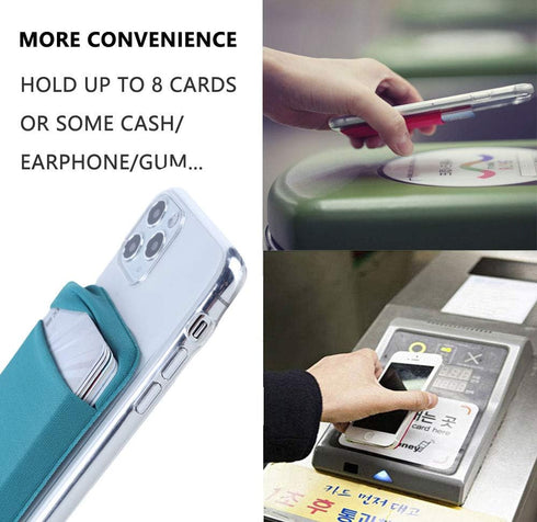 3 Pack Cell Phone Card Holder Pocket for Back of Phone - Stretchy Stick on Wallet for Credit Card ID Case - 2 Black + 1