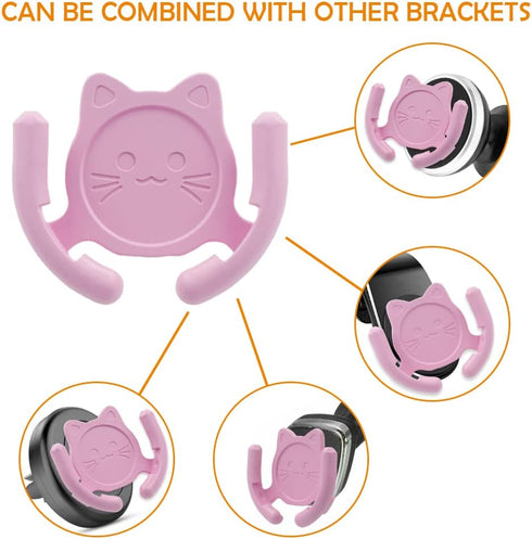 Multi-Surface Car Mount Holder 2 Pack, Compatible with PopSocket Grips, Cute Cat Design with Strong Adhesive Gel Pad