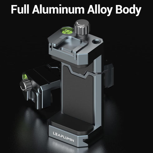 Aluminum Phone Mount for Tripod, Adjustable Phone Tripod Mount with Cold Shoe & Arca Swiss Quick Release Plate