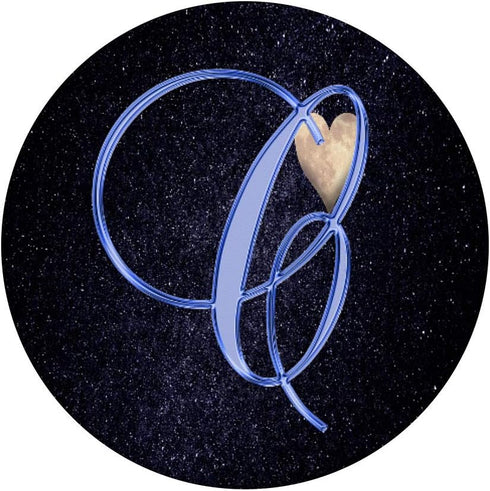 C Blue Moon Heart Space Galaxy Sky - Monogram Initial Letter