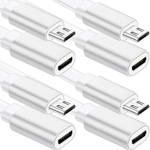 Sumind 10 ft Micro USB Extension Cable (4 Pcs) - Female to Male, Compatible with Wireless Security Cameras, White.