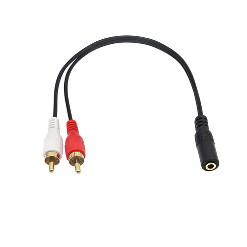 CERRXIAN 0.2m Gold 3.5mm Female Stereo Jack to 2 RCA Plug AUX Adapter Audio Y Cable (Black) (2-Pack)