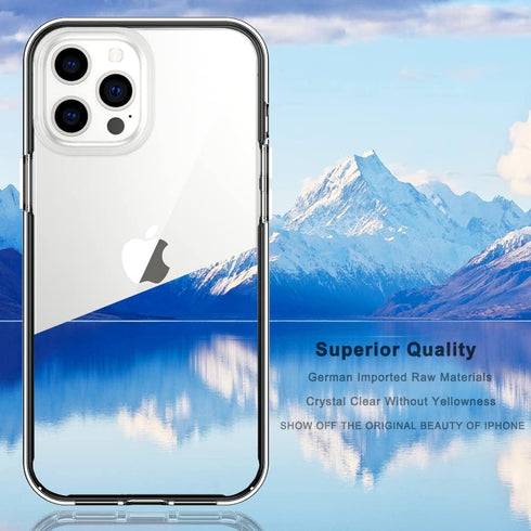 COOLQO Compatible iPhone 13 Pro Case, Black, with 2 x Tempered Glass Screen Protector, 360 Full Body Coverage