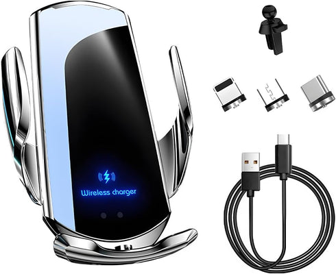 MUQIDA Wireless Car Charger, 15W Fast Charging Air Vent Mount Auto-Clamping Phone Holder,