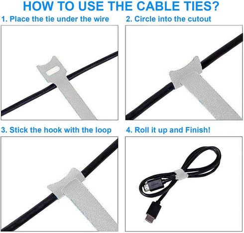 60 6 Inches California JOS PCS Reusable Cable Ties, Wire Ties, Cord Organizer, Cable Organizer, Adjustable Cable