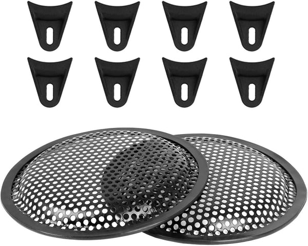 Unifizz 2pcs Black Metal Waffle Grill Cover Protector for 8 Inch Car Universal Audio Speaker Subwoofer