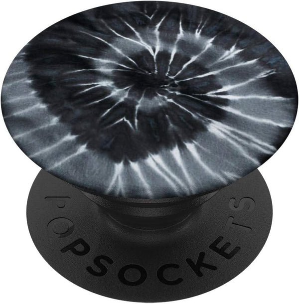 PopSockets Black and White Tie Dye Swirl Monochrome Hippie Spiral Gift PopGrip: Swappable for Phones & Tablets