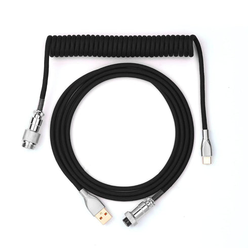 EPOMAKER Mix 1.8m Coiled Keyboard Cable, USB C to USB A TPU Cable for Mechanical Gaming Keyboard (Black)
