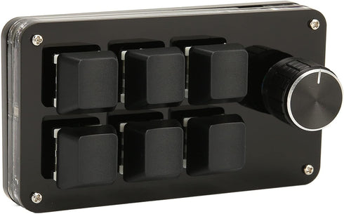 One Hand Macro Mechanical Keyboard, 6 Key Mini Keypad with Knob, DIY Programmable for Gaming and Designers