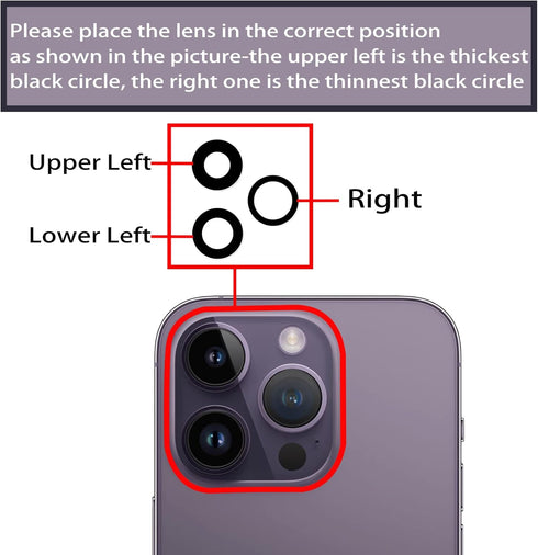 3pcs/Set Rear Back Camera Glass Lens Replacement for iPhone 14 Pro, Camera Glass Lens Covers with Adhesive Preinstalled