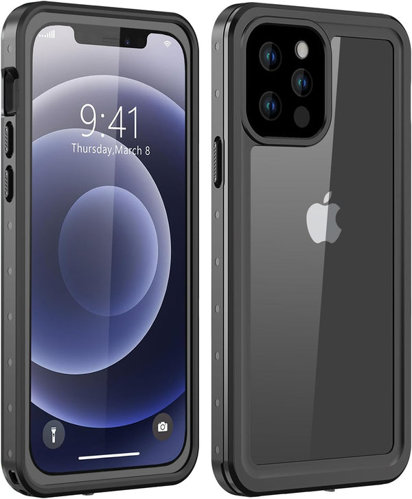 iPhone 12 Pro Heavy Duty Waterproof Case with Built-in Screen Protector, Shockproof & Dustproof, Clear, 6.1 inch.