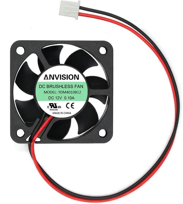 ANVISION 40mm x 10mm DC 12V Brushless Cooling Fan with Dual Ball Bearing, 2 Pin
