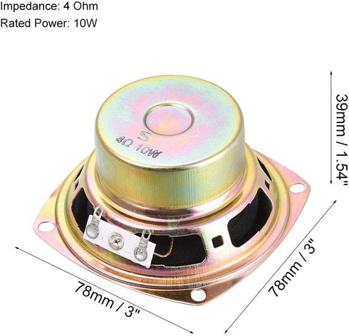 uxcell 10W 4 Ohm 3 Inch 78x78x39mm Anti-Magnetic Speaker Tweeter Speakers 2pcs