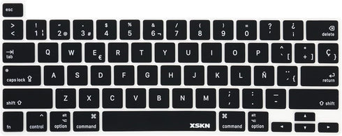 XSKN Spanish Language Black Silicone Keyboard Cover Skin for 2019 New MacBook Pro 16 inch A2141 & 2020 New MacBook Pro