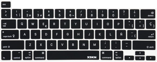 XSKN Spanish Language Black Silicone Keyboard Cover Skin for 2019 New MacBook Pro 16 inch A2141 & 2020 New MacBook Pro