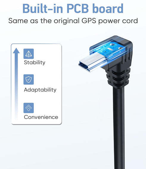 18AWG Charging Cable for Garmin GPS,(6.5Ft 2Pcs) Thicker GPS Power Cord,90 Degree Shielding Mini USB Charger Cable,Charging Adapter for Garmin GPS Garmin Drivesmart 65 Zumo Xt Nuvi