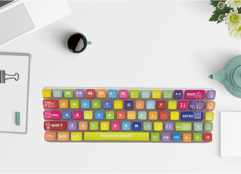 Rainbow Dye Sub PBT Keycaps, Pudding Keycaps Set for Mechanical Gaming Keyboard, Shine Through Keycaps