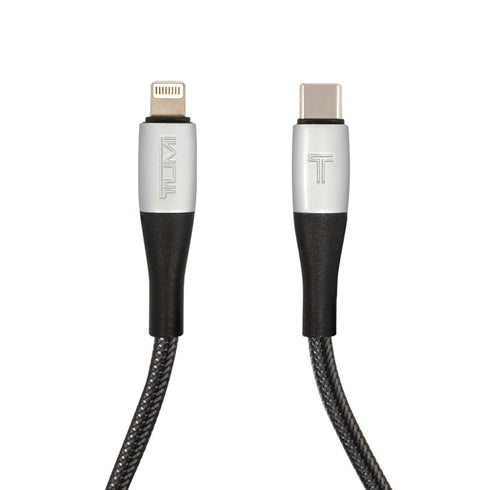 TUMI USB-C Lightning Cable, 5 Foot Phone Charger for iPhone, iPod, iPad & AirPods, Reinforced Knit Fast Charger