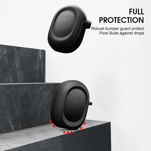 CaseBot Case Cover for Pixel Buds A-Series 2021 and Pixel Buds 2 (2020), Rugged Shield Protective Skin, Black