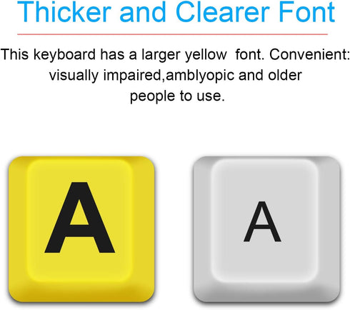 XDL-POWER Large Print Computer Keyboard,Wired USB Keyboard High Contrast Big Print Letter with Yellow Keys High