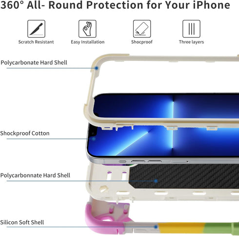 MARKILL Compatible with iPhone 13 Pro Max Case, Heavy-Duty Military Grade Shockproof Cover with Ring Stand