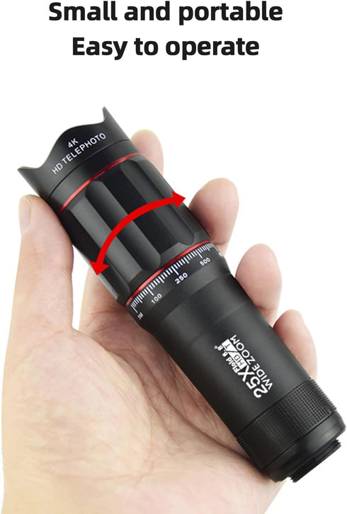 ZJchao 25X 18mm 25mm Cell Phone Zoom Lens, Magnification Eyepiece Objective Len Telephoto Lens Camera Lens with Clamp