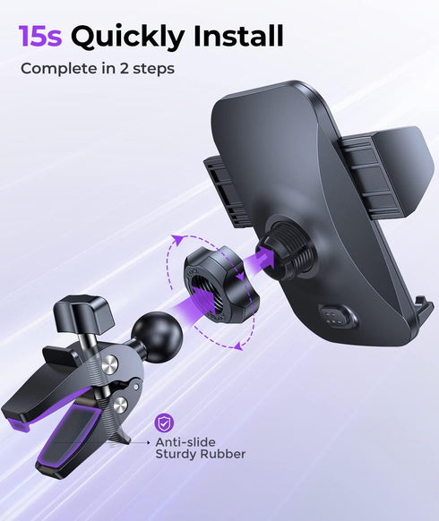 Car Phone Holder, Thick Cases Friendly Mount, Hands-Free Phone Holder for iPhone and Samsung Smartphones