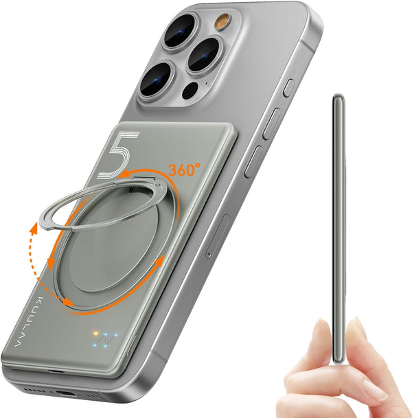 Kuulaa 5000mAh Magnetic Power Bank for iPhone 0.41in Slim Magsafe Battery Pack Wireless