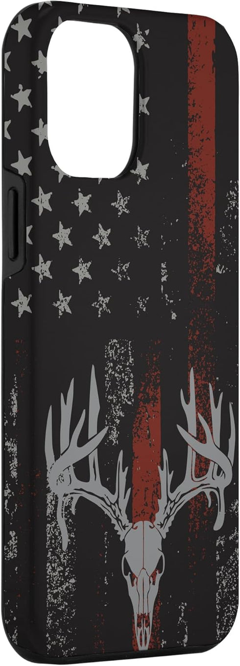 iPhone 12 Pro Max Case - American Flag Whitetail Deer Buck Hunting USA FLAG Hunter