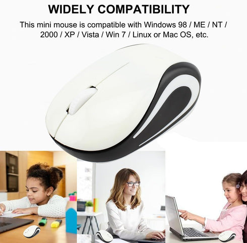 Cute Mini Wireless Mouse, Small Size Portable USB Optical Mice, 3 Buttons 1000 DPI Cordless for Laptop PC Notebook
