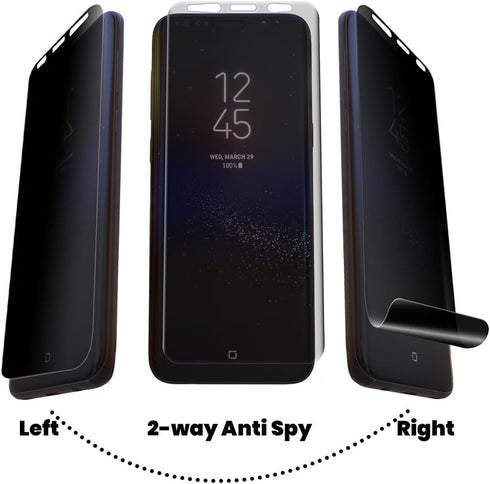 Galaxy S9 Plus Screen Protector Privacy 2-Way Anti Spy Soft Film (NOT Tempered Glass) with 1-Pack Back Skin (2 Pack)