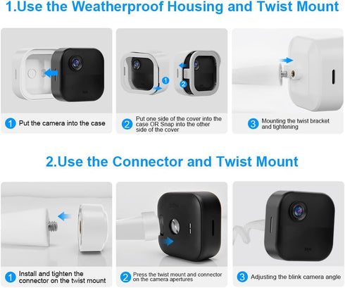 Flexible Twist Mount for Blink Outdoor - All-New Weather Proof Housing with Sync Module Wall Mount, White