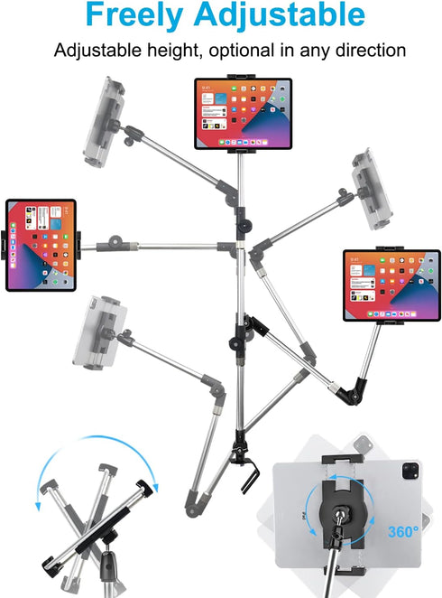 woleyi 35" 4-13" Car/Truck Seat Rail Tablet Mount, Heavy Duty Car Floor Bolt Tablet Holder, Vehicle Front Seats Stand