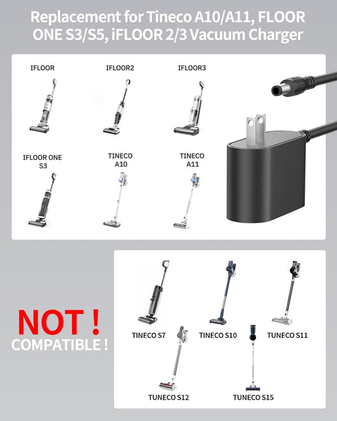 vhbw 26V 2 3 A10 A11 S3 S2 S3 S5 YLS0241A-T260080 Charger Replacement for TINECO Cordless Vacuum for TINECO IFLOOR