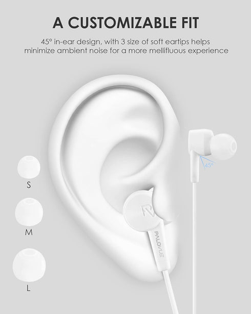 PALOVUE USB Type C Earbuds with Mic & Volume Control for Google Pixel, Samsung, OnePlus, Huawei, Sony, MacBook.