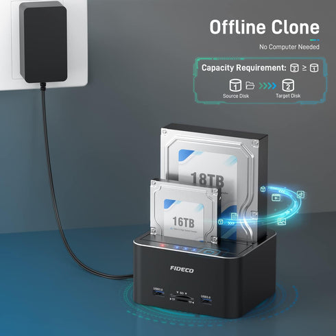 FIDECO Hard Drive Docking Station, USB 3.0 SATA to HDD Docking Station for 2.5 & 3.5 inch SATA HDD/SSD