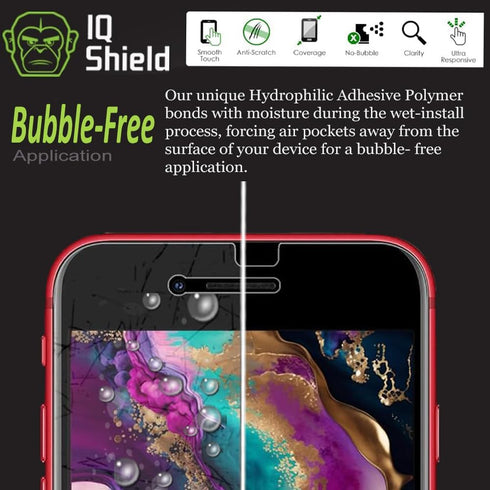 IQShield 2 Pack Screen Protector for iPhone SE (2022/2020, 3rd/2nd Gen) Anti-Bubble Clear TPU