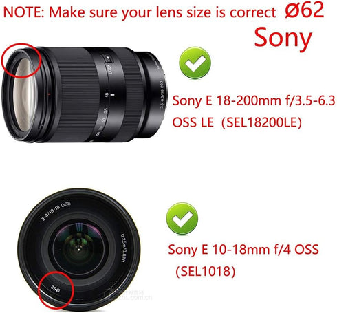 Camera Lens Cap (62mm) for TAMRON 18-200mm, NIKKOR 60mm 105mm f/2.8G, Sony CX900E AX100E w/ E18-200LEII E10-18 (3 Pack)