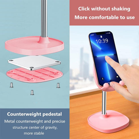 Cute Cat Phone Stand, Cat Head Cell Phone Holder for Desk, Angle & Height Adjustable Compatible with All Smartphones,