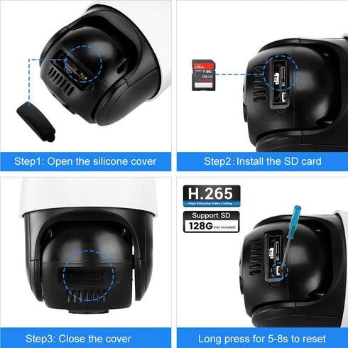 EVERSECU Outdoor PTZ Security Camera, 1080P, 2.4Ghz WiFi, Night Vision, Two Way Audio, Supports SD Card